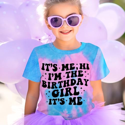 Image of LOTUCY Birthday Girl Outfit for Kids Its Me Hi Im The Birthday Girl Shirt Letter Printed Princess Birthday T-Shirt