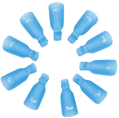 10 Pièces Dissolvant pour vernis à ongles Clips à Ongles en Acrylique Nail Art Clip UV Outil Capuchon Plastique outil de dissolvant de polissage pour nail art gel ongles (Bleu) Cover