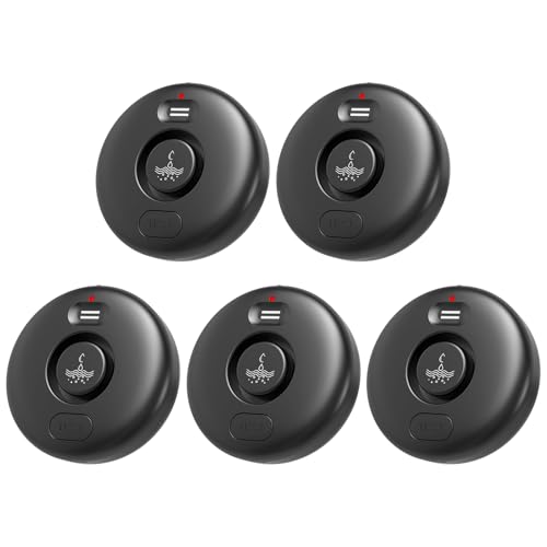 5 Pack Black Water Leak Alarm Detector, 120dB Loud Alert Water Sensor, IP66 Waterproof, Sensitive...
