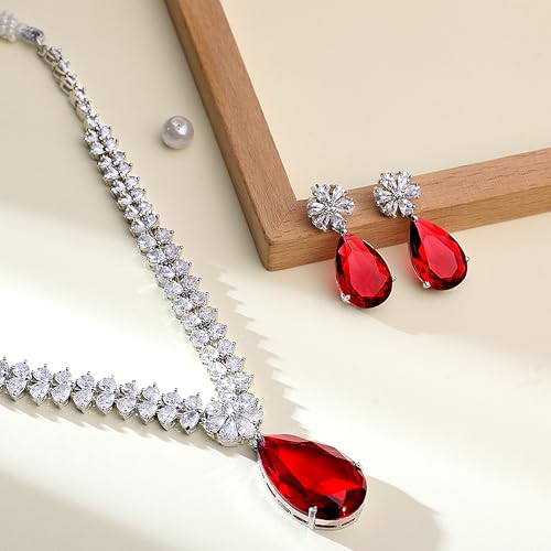 Image of ASMITTA Jewellery American Diamond Necklace Set Rhodium Plated Choker Necklace with Earrings for Weddings, Parties & Festivals