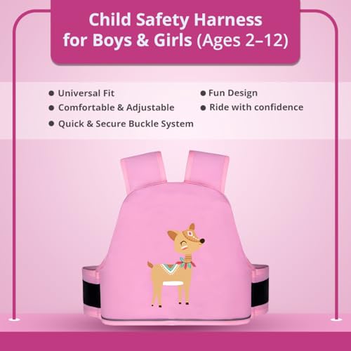 Image of Tony Stark Kids Safety Belt for Two Wheeler with Reflective Strips, Portable Seat Belt Children Motorcycle Harness for Motorcycle Bike, Adjustable Safety Harness for Boys Girls (Woodland Fawn)