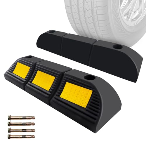 Parking Stopper for Garage Floor, Heavy Duty Rubber Car Wheel Curb Stoppers Bumpers Block for Your...