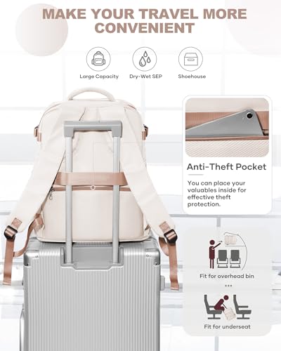 Image of coowoz Travel Backpack Carry On for Women Man Gym Backpacks with Laptop Compartment Mochila de Viaje Teacher Personal Item Backpack Airplane Accessories Must Haves Beige Brown 20L