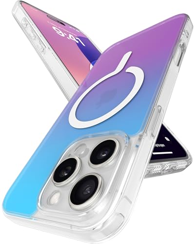 Image of eller sante Eternity Magpro Back Cover Case for iPhone 16 Pro Max Scratch Resistant Acrylic Camera Lens TPU Shockproof Support Mag-Safe Wireless Charging- Blue & Purple
