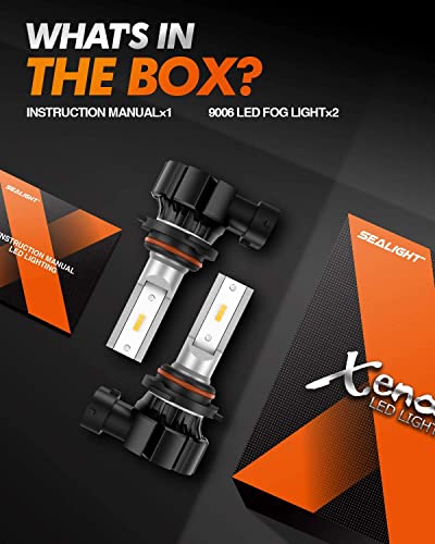 Sealight 9006 Led Fog Light Bulbs, 3000K Yellow 4000 Lumens 11W High Power,9006 Hb4 Led Fog Light Drl Bulbs Replacement For Cars,Trucks(Pack Of 2) #TOP6