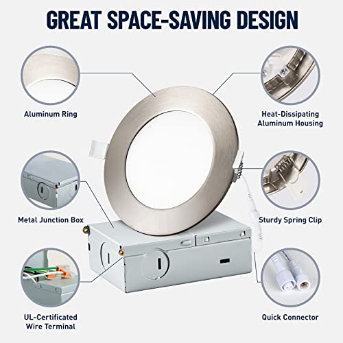 12 Pack 4 Inch Ultra-Thin Led Recessed Ceiling Light With Junction Box (12 Pack-4In) #TOP3