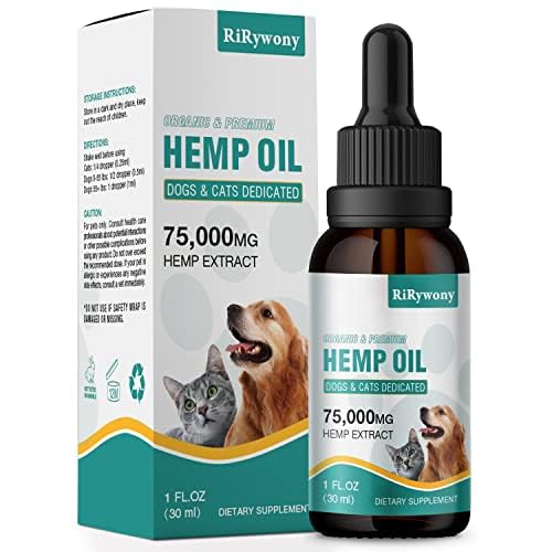 RiRywony Health Hemp Oil for Dogs Cats - Pure Hemp Drops for Pets Arthritis Pain Anxiety Relief Stress - Dog Herbal Supplements -Hip Joint Support Calming - Skin Health - Omega 3-6-9 Fatty Acids