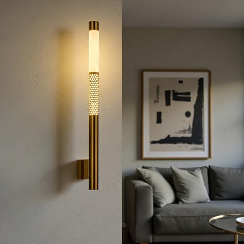 Image of Glowave Modern Golden 700mm Metal LED Long Tube Wall Light with Adjustable Height- Tricolour | Warm White, White, Natural White | (203 /GD)