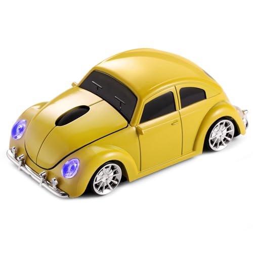 fxwtich Souris de sport automobile de dessin animé Mini voiture ergonomique sans fil Prise en main confortable 1000 Dpi Plug-Play Muet optique alimentée par batterie...