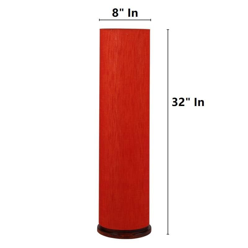 Image of Cylinder Shape Wooden Base, Corner Decorative Floor lamp, Bedroom, Living Room, Home Decor, Pack of 1 (Red Texture)