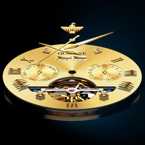 Image of OUPINKE Men's Automatic Watch 44mm Big Dial,Luxury Mechanical Wristwatch,Sapphire Crystal Glass,50M Waterproof, Tungsten Steel with Date Display