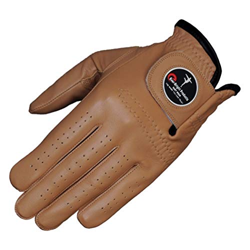 Ever-Bright Men's Golf Gloves OptiColor Premium Leather Golf Glove (Camel Brown, Left X-Large)