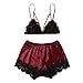 Bestyyo Sacchetti di biancheria intima per lavatrice da donna Sexy Lingerie Ciglia Pizzo Raso Babydoll Lingerie Set pj Bottoms Donne Bambola Del Bambino Lingerie Sexy Sexy, vino, XL