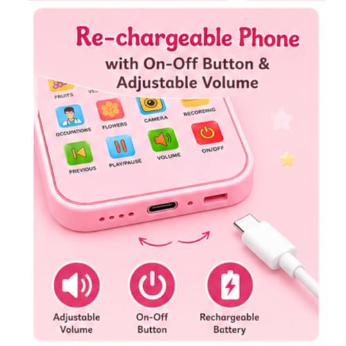 Image of Mashes Kids Phone with Voice Recording, 28 Learning Functions, Hindi & English Educational Toy Phone Pretend Play Mobile for Boys & Girls 2+ Years