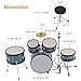 5-Piece 16 Inch Kids Drum Set, Junior Drum Kit with Bass Drum, Snare, 2 Toms, Cymbal, Hi-Hat, Throne Stool, Drumsticks & Pedals, Musical Gift for Beginner Students Ages 4+(Blue)