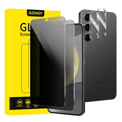 QZGWDY Verre Trempé Anti-Espion pour Samsung Galaxy S24, Lot de 2 Film Protection Écran + 2 Pièces Protection Camera Objectif Vitre Protecteur Protege Sans...