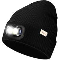Blukar Gorro con luz LED, 2 en 1 Superbrillante Recargable Gorro