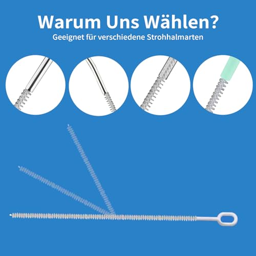 Strohhalm bürste für Stanley Tumbler - Vollborsten Strohhalm Reinigungsbürsten Extra-Lang 26cm Gesamtlänge mit Rutschgriff, Vollflächenbürste vs Halbborsten (4 Stück)-Neu