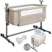 KESSER® Zustellbett Hubi 3in1 Baby Beistellbett Reisebett Babybett mit weich Matratze, mit Rollen Kinderbett, 5-fach Höhenverstellung, Faltbare Seitenwand für Zuhause und Unterwegs, Beige