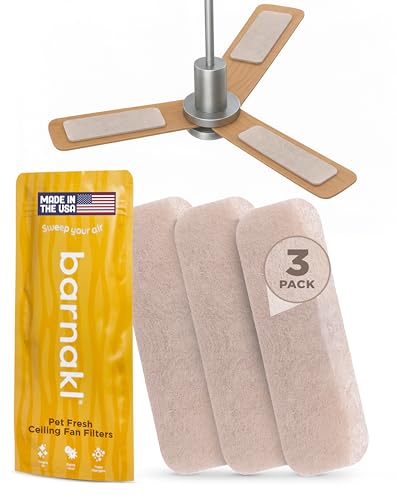 Barnakl Pet Fresh Ceiling Fan Filters for Blades Zeolite Air Filters Ceiling Fan Air Purifier Pads Odorless Pet Odor Eliminator for Home Fan Filters for Dust Dander & Odors 3 Pack