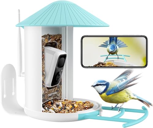 NETVUE by Birdfy Vogelfutterhaus mit Kamera für Live Vogelbeobachtung, Vollfarbe Nachtsicht Smart WLAN Vogelfutterstation, Futterhaus für Vögel, Automatische Videoaufzeichnung bei Vogelbesuch