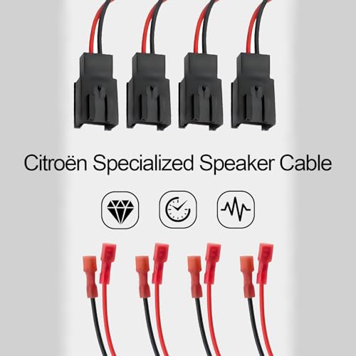 Riybyds Auto Lautsprecheradapter Set – 4 Stück, Kompatibel mit C3, C4, C5 und 206, 308 – Lautsprecher Kabelbaum Adapter für einfache Installation von Türlautsprechern vorne und hinten