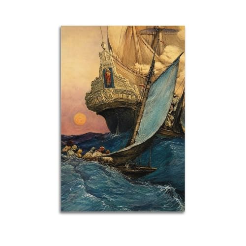 An Attack on A Galion de Howard Pyle, poster d'art mural moderne 40x60