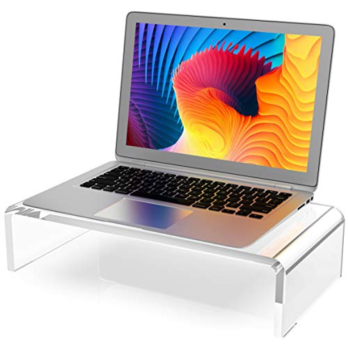 Clear Computer Stand 16 inch, Acrylic Computer Monitor Riser with Sturdy, Hold up to 40lbs Desktop Monitor Stand Heavy Duty Computer Stand Acrylic, 12mm Thickness Computer Stand for Office, Home