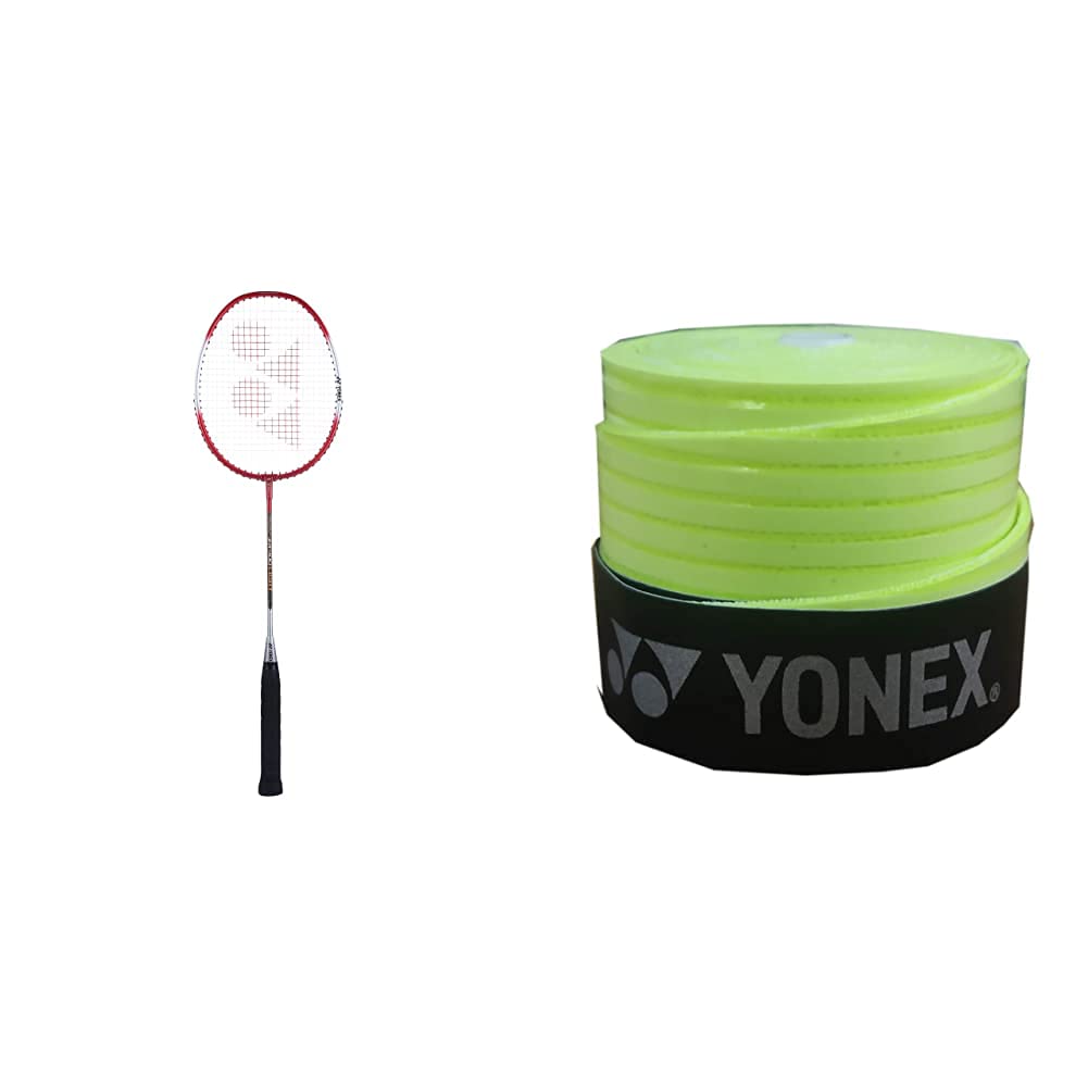Yonex ZR 100 Light Aluminium Badminton Racquet with Full Cover | Made in India (Red)+Yonex ET 903 E Super Rubber Badminton Grip (Yellow)-image-24