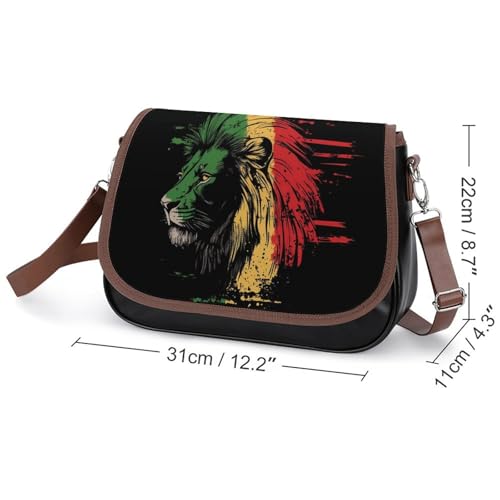 Rasta Lion Rastafari Jamaica Cute Crossbody Purses for Women Leather Shoulder Bag Adjustable Shoulder Strap Handbag2