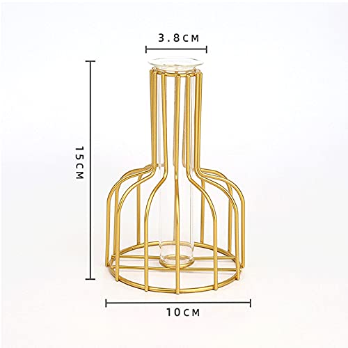 Flower Vases With Iron Art Frame, Metal Flower Vase, Test Tube Vase, Iron Art Flower Vase, Clear Vase Decorative For Living Room Wedding Holiday Party #TOP6