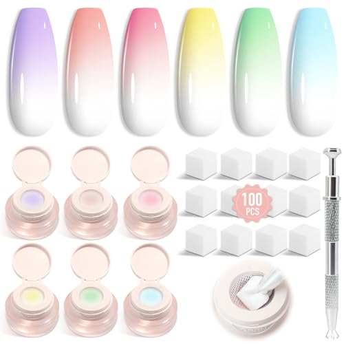 Shining She Ombre Gel Nagellack Set Pastell, 6 Farben Macaron Pat Painting Gel Nail Polish Set...