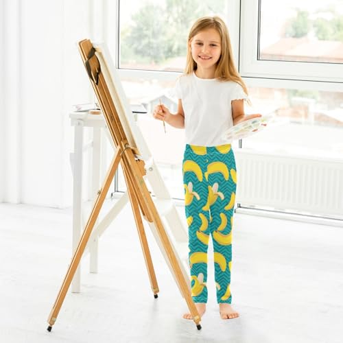 ALAZA Girls' Leggings Children's Yoga Pants Skinny Printed Dance Striped Banana Comfortable 4T4