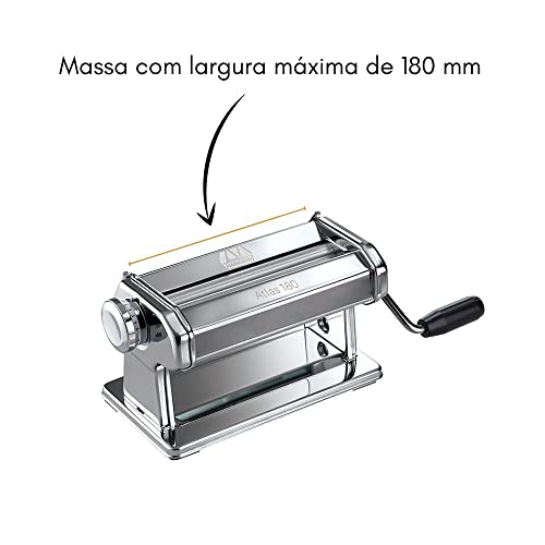MARCATO 8342 Atlas Pasta Dough Roller, Made in Italy, Includes 180-Millimeter Pasta Roller with Hand Crank and Instructions, Silver