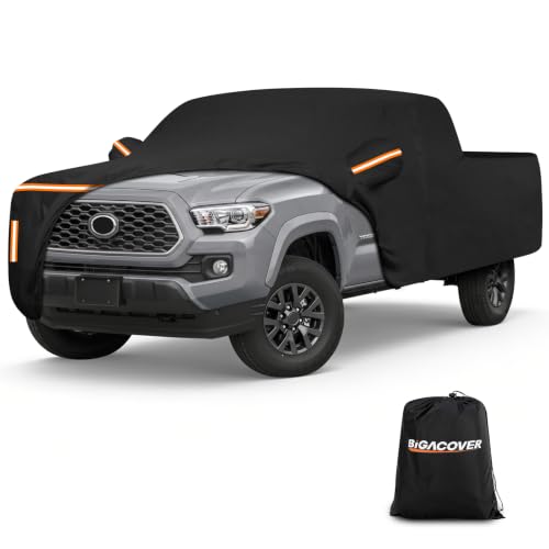 Image of Car Cover for 2000-2025 Toyota Tacoma 5.5ft Short Bed Waterproof PEVA Cotton Lined Outdoor Truck Cover Windproof UV Protection with Door Zipper & Wind Straps