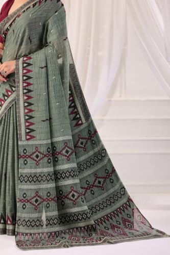Image of TAMAIRA FASHION Mulmul Pure Cotton Saree For Woman Sambalpuri Printed |Office Wear Daily Wear Sarees For Women Without Blouse Piece (Available in 10 Colours)