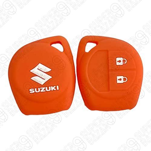 Image of vSHARK Silicone Car Key Cover for Maruti Suzuki S-Presso /Swift DZire /SX4 /DZire / Ignis /Alto /Vitara Brezza /Celerio /Ertiga /Ciaz /SCross /Baleno /Ritz 2 Button Key Cover W L Orange( Pack of 1 )
