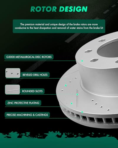 Image of SCITOO Front 13.89 inch Brake Pads and Rotors Kits Fit For Dodge Ram 1500 2006-2008,For Ram 2500 2003-2008,For Ram 3500 2003-2008