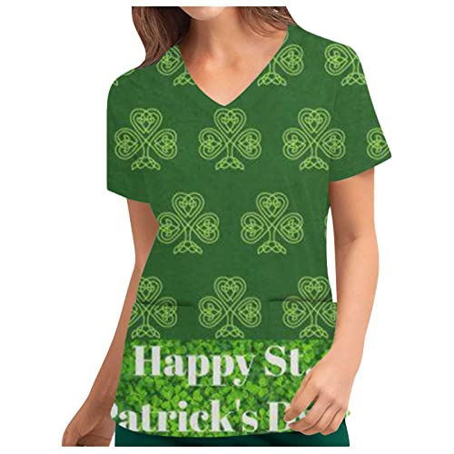 St. Patrick's Day Tunics Women's Care Costume Lucky Clover T-Shirt Slip Shirt Short Sleeve V-Neck Summer T-Shirt with Pockets Gnome Animal Motif Pullover Irish National Holiday Tops St. Patrick's Day Tunics Women's Care Costume Lucky Clover T-Shirt Slip Shirt Short Sleeve V-Neck Summer T-Shirt with Pockets Gnome Animal Motif Pullover Irish National Holiday Tops
