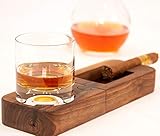 Walnut Wood Large Cigar Ashtrays,10'+Glass Gift,Wooden Heavy Duty,Cigar Ashtray,Glass Tray and Cigar...