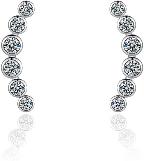 Miniatura 8 de Aretes tipo dormilona de acero inoxidable 316L con seis diamantes y circonita cúbica para mujer. Aretes de imitación de diamantes de moda en oro