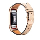 Wearlizer For Fitbit Charge 2 Leather Bands Special Edition Lavender Rose Gold Buckle, Replacement Charge 2 hr Leather Band Straps Accessories Small Large Women