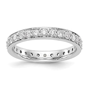 14k White Gold Vintage 1 cttw Diamond Eternity Wedding Band Ring, Size 49