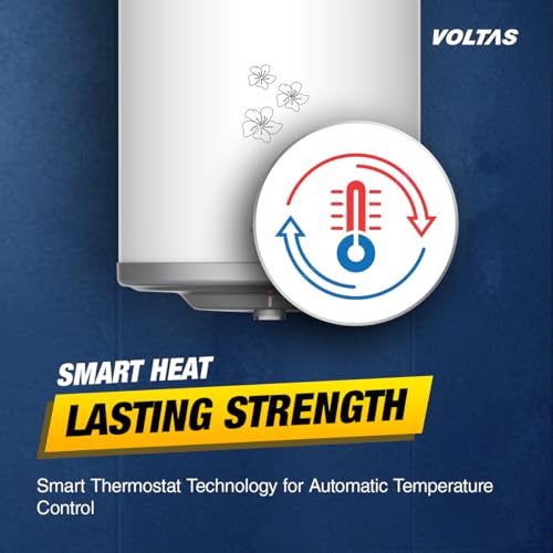 Image of Voltas Aqua Prime 10L Water Heater 2000W, Warranty of 7 years on Tank, 3 Years on Heating Element, 2 Years on Product by Voltas|Free Installation| Free Connecting Pipe|Copper Element|8 Bar (White)