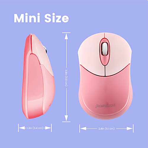 Image of Perixx PERIMICE-802PK Wireless Bluetooth Mouse - Portable Design - Compatible with Windows, iOS, and Android PC, Laptop, Tablet, and Smartphone - Pink (12141)