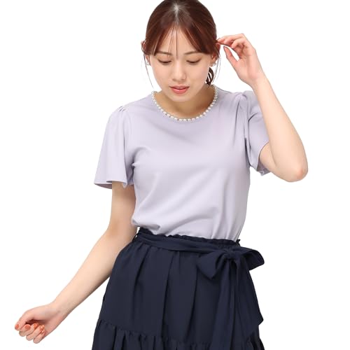 [ミッシュマッシュ] フェミニン パールトリミングTシャツ/MM418201 レディース BLUEのサムネイル