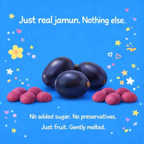 Image of Happa Jamun Melts | 100% Fruit Candy for Babies, Kids & Adults | No Added Sugar, No Colours, No Artificial Flavours | Melt-in-Mouth | Single Ingredient | 8M+ | 20g Pack of 3