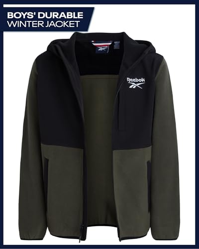 Reebok Boys Fleece Jacket - Weather Resistant Hooded Full Zip Polar Fleece Jacket for Boys - Lightweight Outerwear Jackets2