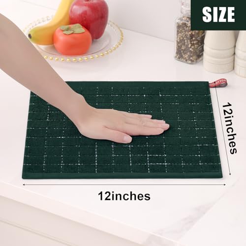 Image of Homaxy 100% Cotton Terry Kitchen Dish Cloths, 12 Pack, Blackish Green