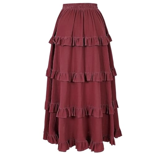 Image of Women's Renaissance Skirt Pirate High-Low Ruffle Maxi Skirts